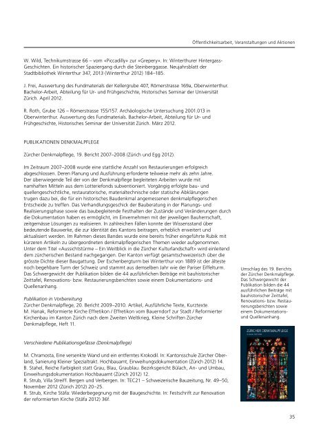 Taetigkeitsbericht 2012 - Amt für Raumentwicklung - Kanton Zürich