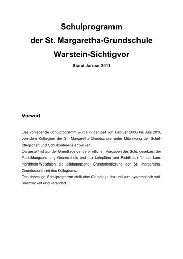 Schulprogramm der St. Margaretha-Grundschule Warstein-Sichtigvor