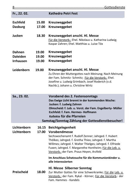 Pfarrbrief Nr 02 vom 16.02.-22.03.2013 - Arzfeld