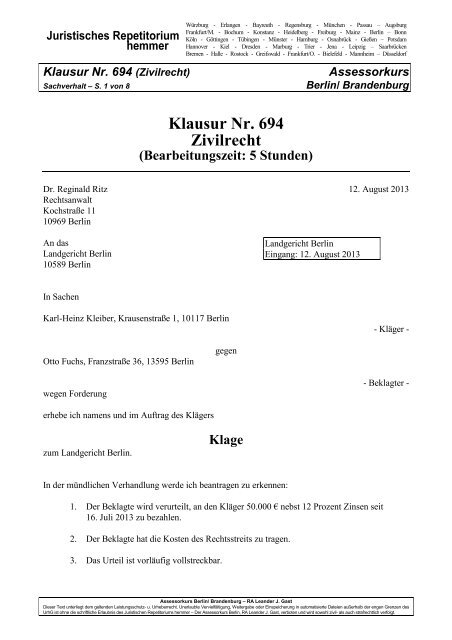 694_sv - Juristisches Repetitorium hemmer. Jura mit Profis.
