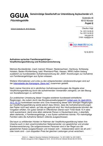 Verpflichtungserklärung und Krankenversicherung