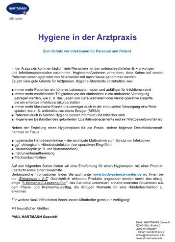 Hygiene in der Arztpraxis - Hartmann