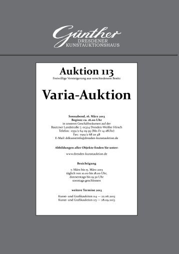 Varia-Katalog 113 - Kunstauktionshaus Günther in Dresden