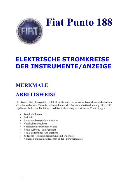 Sicherungskasten Nr1/3 FIAT PUNTO (188) 1.2 16V 80