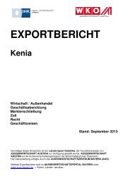 Exportbericht Kenia 2013 - Aussenwirtschaftsportal Bayern