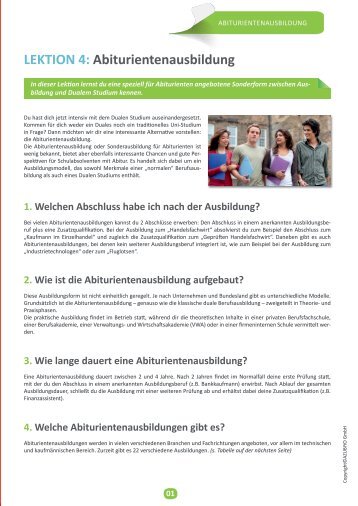 LEKTION 4: Abiturientenausbildung - Azubiyo