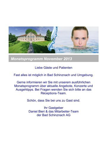 Monatsprogramm November 2013 - Bad Schinznach