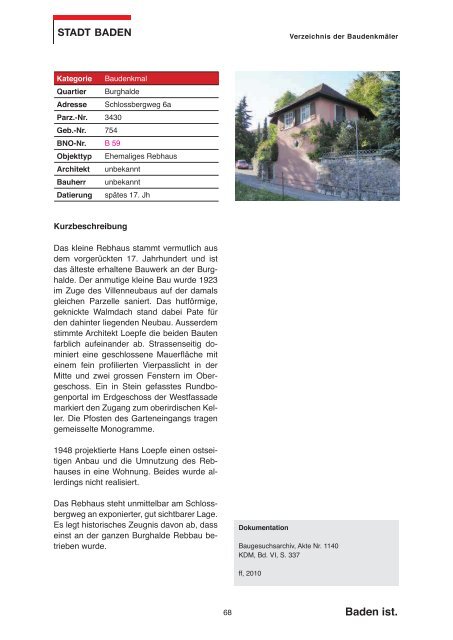 Verzeichnis der Baudenkmäler [PDF, 2.00 MB] - Stadt Baden