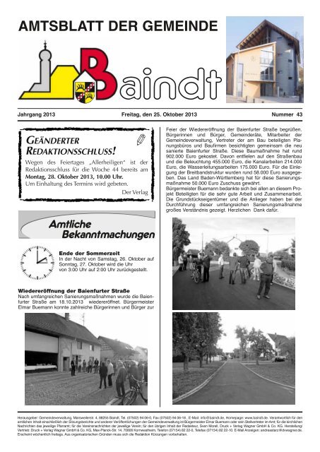 Amtsblatt vom 25.10.2013 - Baindt