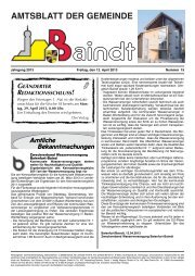 AMTSBLATT DER GEMEINDE - Baindt