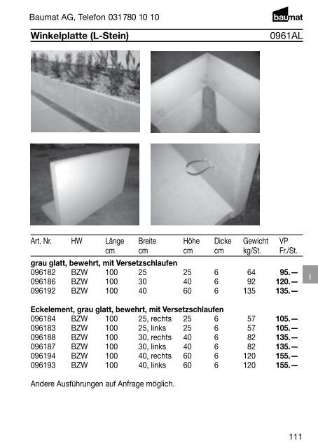 Produkt- und Preiskatalog Betonwaren 2013 - Baumat AG