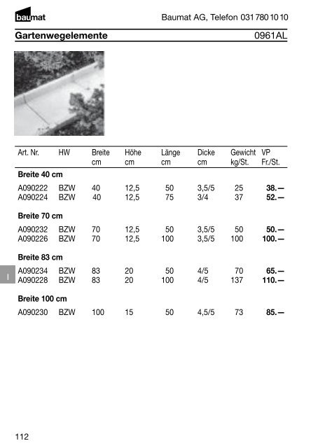 Produkt- und Preiskatalog Betonwaren 2013 - Baumat AG