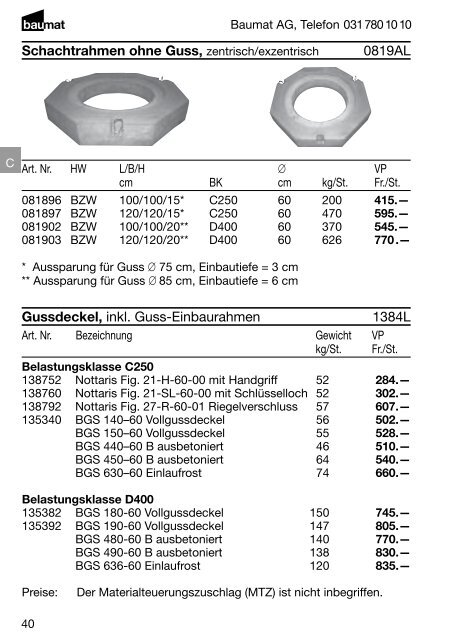 Produkt- und Preiskatalog Betonwaren 2013 - Baumat AG