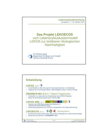 Das Projekt LEKOECOS vom Lebenszykluskostenmodell ... - BauXund