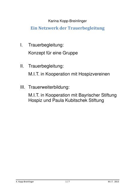 Workshop Kurzfassung Frau Kopp-Breinlinger - Bayerische Stiftung ...