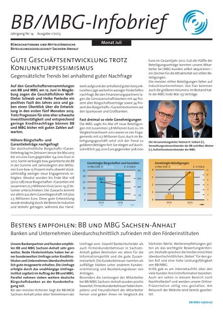 Infobrief Juli 2013 - Bürgschaftsbank Sachsen-Anhalt