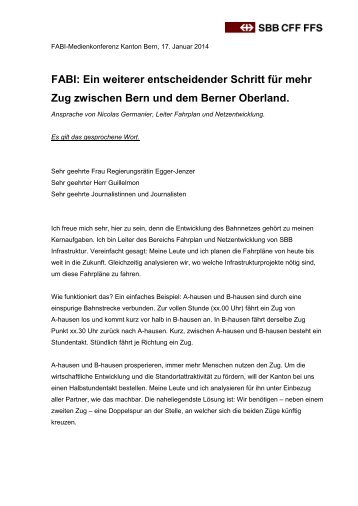 Referat: Nicolas Germanier, Leiter Fahrplan und ... - Kanton Bern