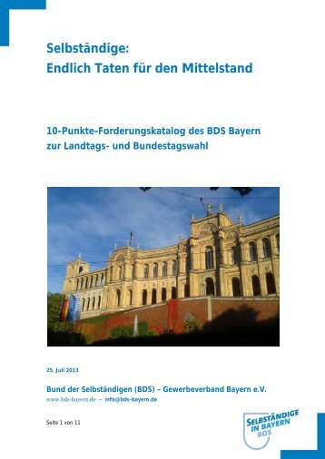 Zehn Punkte Politikforderungen - Bund der Selbständigen (BDS ...