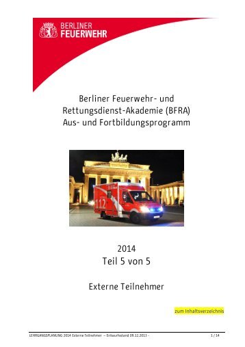 Lehrgangsprogramm 2014 Teil 5 - Berliner Feuerwehr