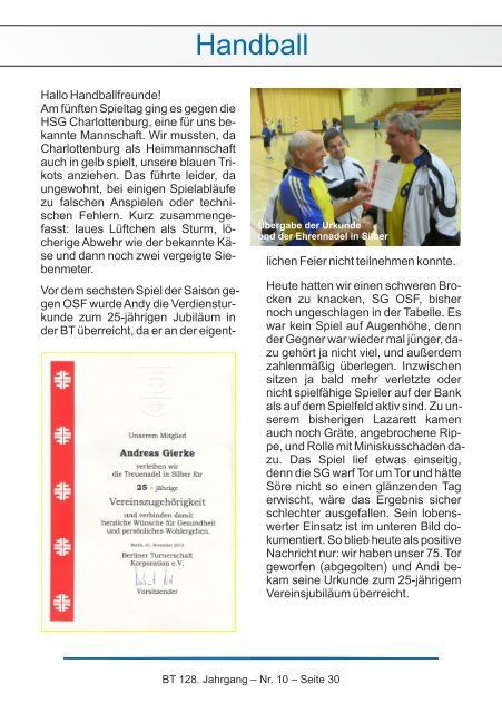 Mitteilungsblatt - Berliner Turnerschaft