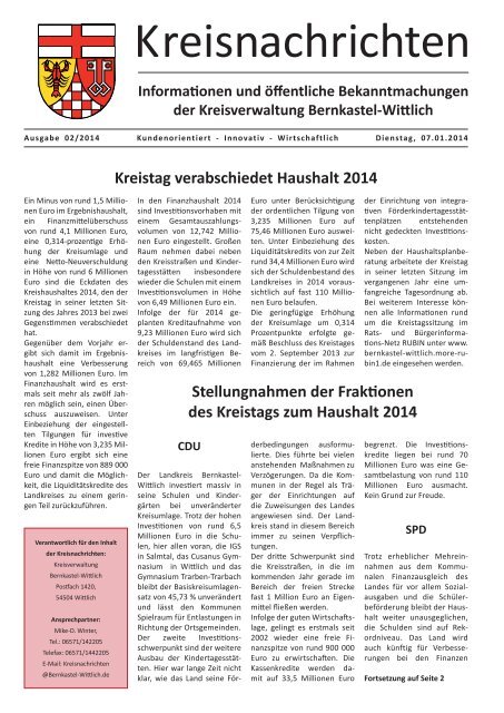 Ausgabe KW 02 - 07.01.2014 - Landkreis Bernkastel-Wittlich