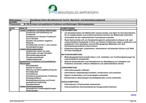 Zweijährige Höhere Berufsfachschule Technik, Schwerpunkt Maschi