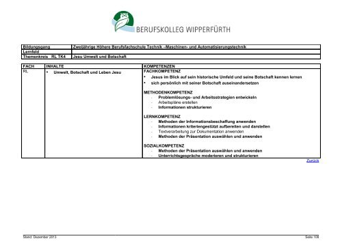 Zweijährige Höhere Berufsfachschule Technik, Schwerpunkt Maschi