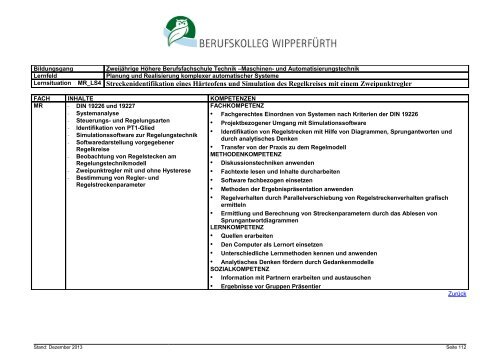 Zweijährige Höhere Berufsfachschule Technik, Schwerpunkt Maschi