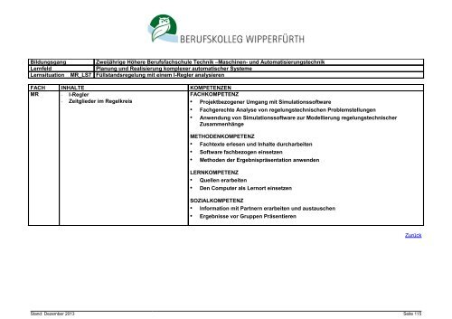 Zweijährige Höhere Berufsfachschule Technik, Schwerpunkt Maschi