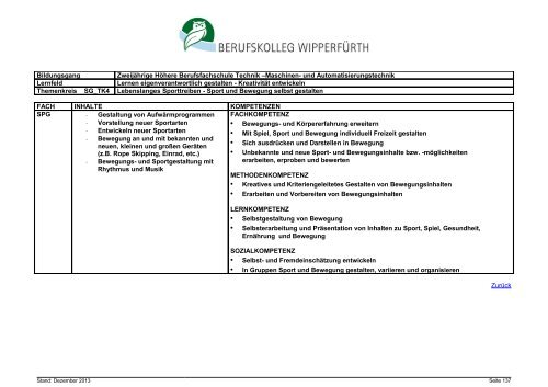 Zweijährige Höhere Berufsfachschule Technik, Schwerpunkt Maschi