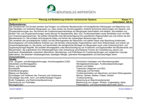 Zweijährige Höhere Berufsfachschule Technik, Schwerpunkt Maschi