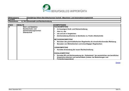 Zweijährige Höhere Berufsfachschule Technik, Schwerpunkt Maschi