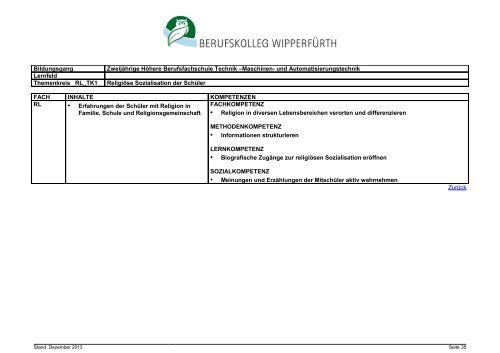 Zweijährige Höhere Berufsfachschule Technik, Schwerpunkt Maschi