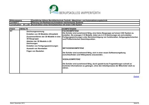 Zweijährige Höhere Berufsfachschule Technik, Schwerpunkt Maschi