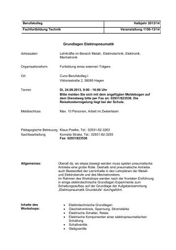 Grundlagen Elektropneumatik - Bezirksregierung Arnsberg