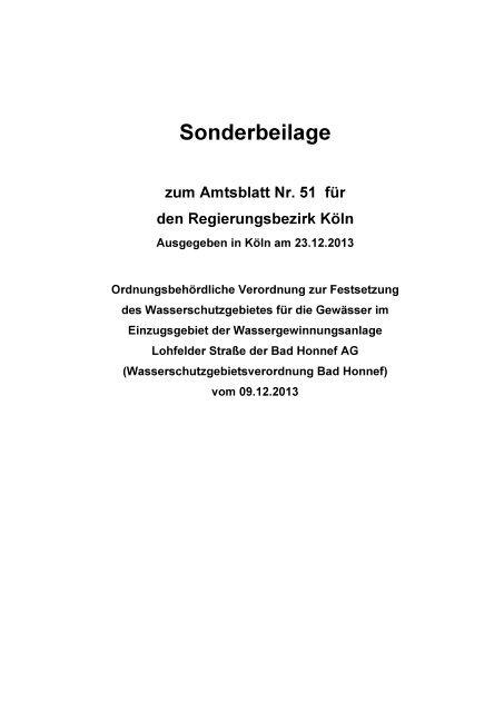 Wasserschutzgebietsverordnung Bad Honnef - Bezirksregierung Köln
