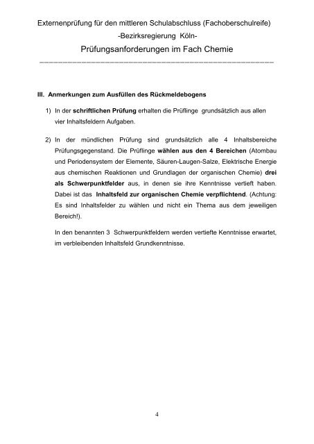 (Fachoberschulreife): Chemie - Bezirksregierung Köln