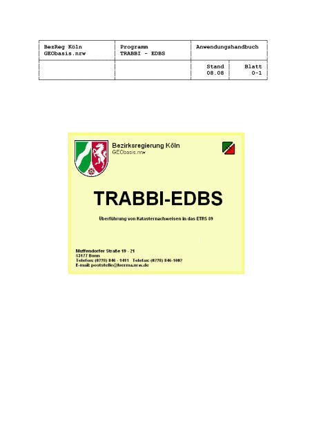 Anwenderhandbuch TRABBI 3D-EDBS - Bezirksregierung Köln