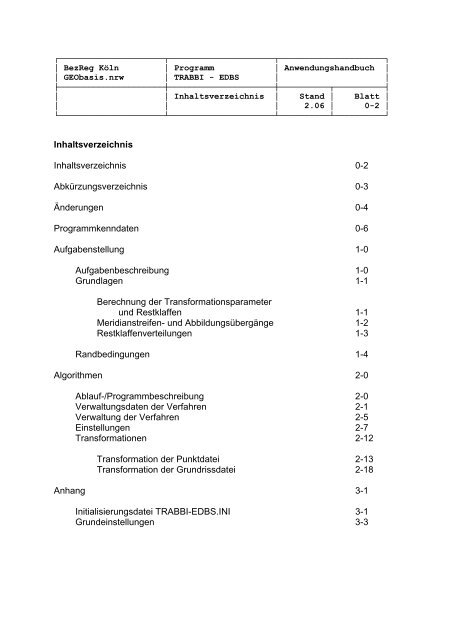 Anwenderhandbuch TRABBI 3D-EDBS - Bezirksregierung Köln