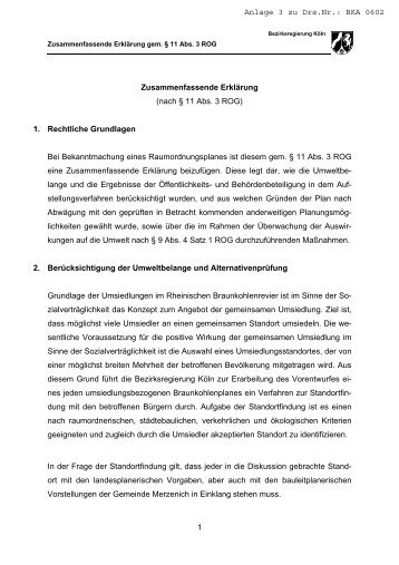 Tagesordnungspunkt 02 Anlage 03 - Bezirksregierung Köln