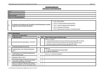 Checkliste Industrieabwasser - Bezirksregierung Köln