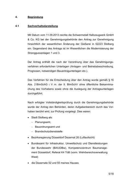 Genehmigungsbescheid der Firma Schwermetall Halbzeugwerk ...