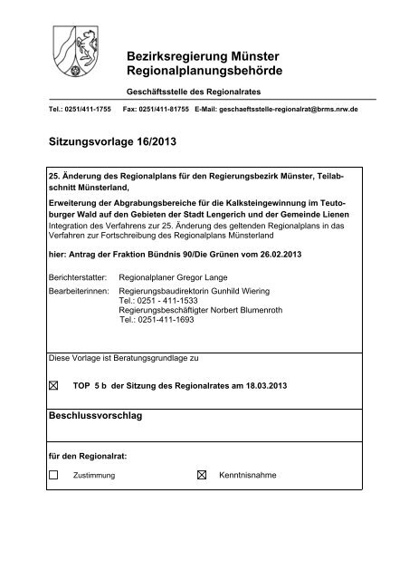 Sitzungsvorlage 16/2013 - Bezirksregierung Münster