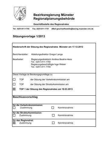 Sitzungsvorlage 1/2013 - Bezirksregierung Münster