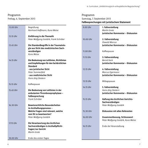 6. Curriculum unfallchirurgisch- orthopädische Begutachtung