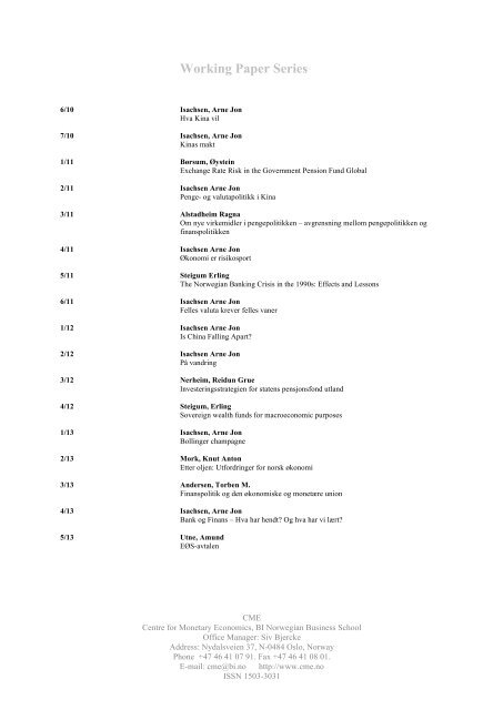 Working Paper Series 5/13 EØS-AVTALEN - BI Norwegian Business ...