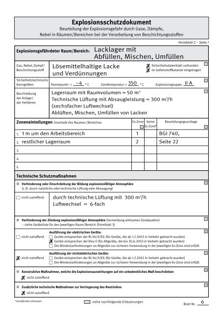 Explosionsschutzdokument - Berufsgenossenschaft Holz und Metall