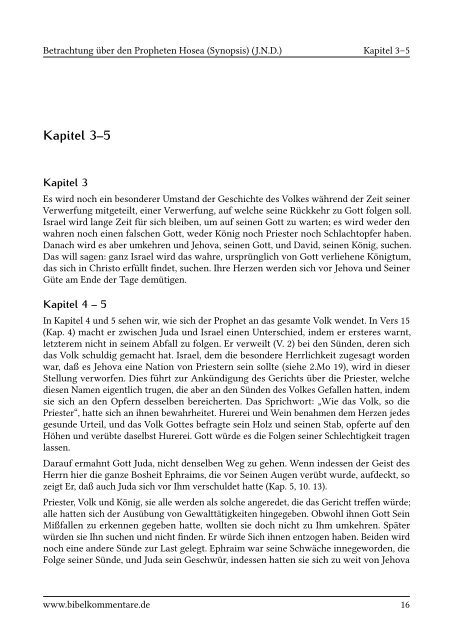 Betrachtung über den Propheten Hosea - Bibelkommentare.de