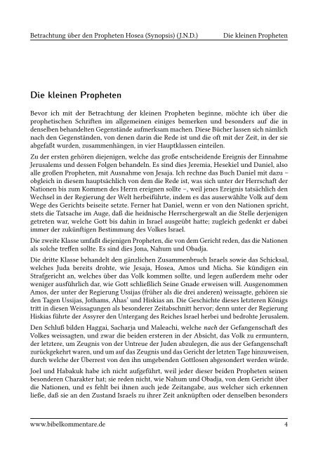 Betrachtung über den Propheten Hosea - Bibelkommentare.de
