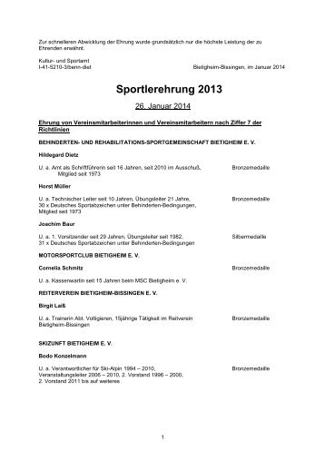 Sportlerehrung 2013 (pdf) - Stadt Bietigheim-Bissingen